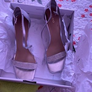 Silver Aldo heels